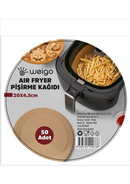 Airfryer Pişirme Kağıdı Xl- 50 Adet Hava Fritözü Airfryer Firitözü Airfryer Yağsız Firitöz Pişirme