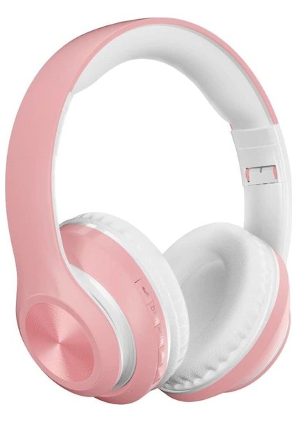 P68 Kafa Üstü Pembe Bluetooth Stereo Kulaklık+Micro Sd Kart Yuvası