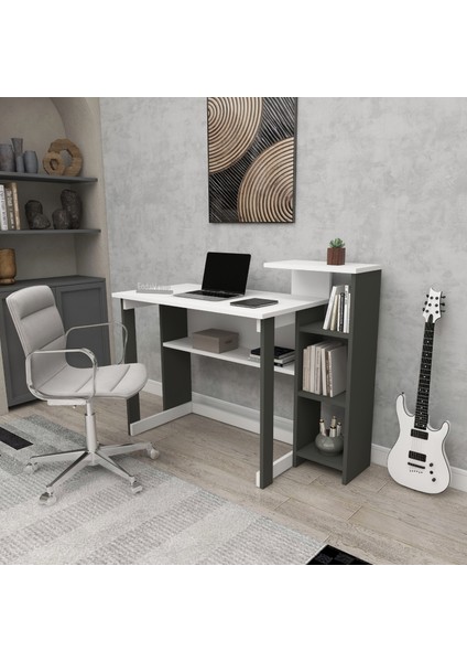 Enda Home SAYE 5 Raflı Kitaplıklı Ders Çalışma Masası Antrasit - Beyaz fiyatları