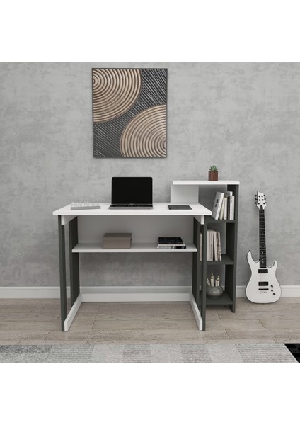 Enda Home SAYE 5 Raflı Kitaplıklı Ders Çalışma Masası Antrasit - Beyaz modelleri