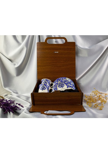 2'li Ahşap Kutulu Porselen Fincan Takımı