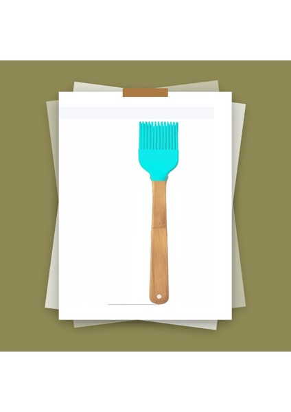 Ahşap Saplı Silikon Fırça Ahşap Saplı Pişirme Aracı Açık Turkuaz Yeşil