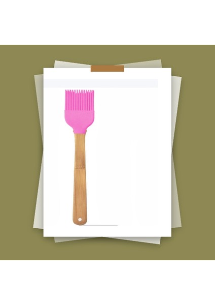 Ahşap Saplı Silikon Fırça Ahşap Saplı Pişirme Aracı Pembe