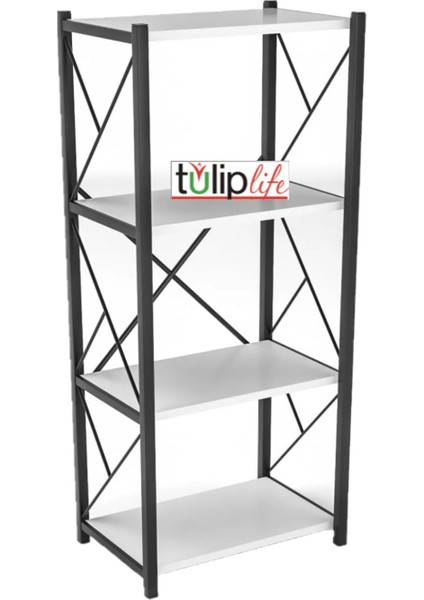 Tulip Life 4 Raflı Dekoratif Metal Kitaplık TLPK04S.B