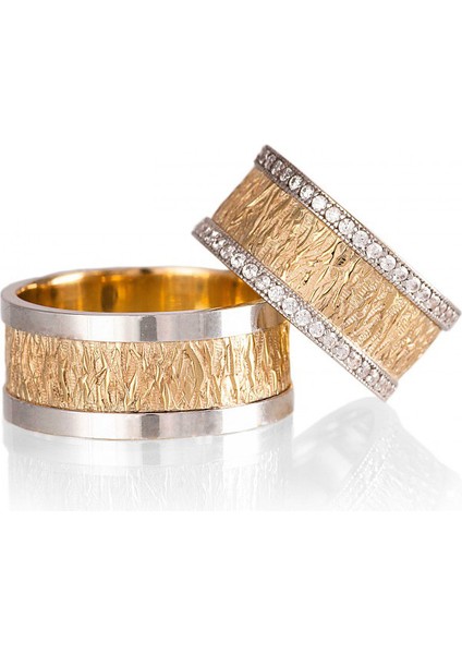 Çınar Gümüş Alyans Modeli Altın Kaplama Bay Alyans