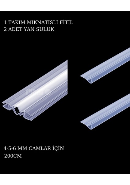 Duşakabin Mıknatıs 1 Takım Ve 2 Adet Duşakabin Suluk Fitili Set 200 Cm (4-5-6 Mm Camlar)