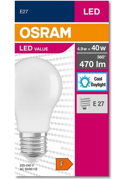 4,9W LED Value Beyaz Işık E-27 Mini LED Ampul 5 Adet