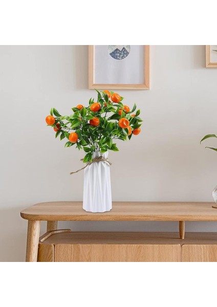 3lü Set Yapay Mandalina Demeti Yapay Çiçek 30*20CM Yeşil Yapraklı