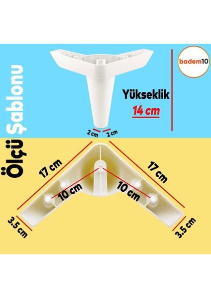 Aspen Lüks Mobilya Kanepe Sehpa Puf Koltuk Ayağı 14 cm Beyaz Baza Köşe Ayak (4 Adet)