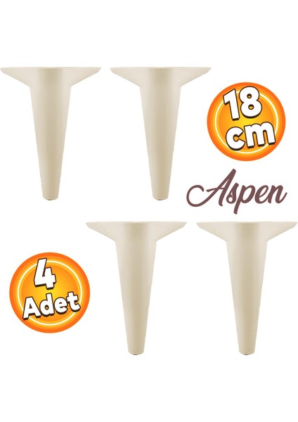 Aspen Lüks Mobilya Kanepe Koltuk Tv Ünitesi Baza Ayağı Ayakları 18 Cm Krem Ayak (4 Adet)