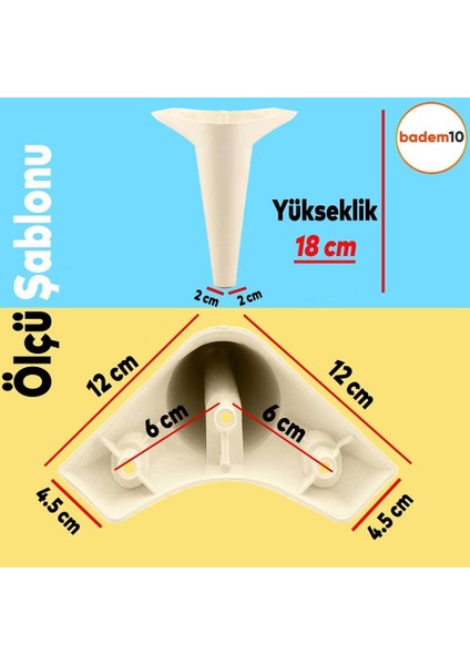 Aspen Lüks Mobilya Kanepe Koltuk Tv Ünitesi Baza Ayağı Ayakları 18 Cm Krem Ayak (4 Adet)