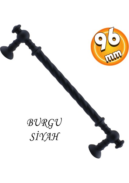 Burgu Mobilya Mutfak Dolabı Çekmece Dolap Kapak Kulpu Kulbu Mat Siyah 96 mm Metal Kulp