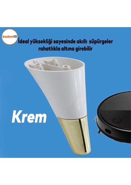Clara 6'lı Set Mobilya Koltuk Kanepe Baza Yatak Tv Ünite Destek Ayağı 12 Cm Ayakları Krem Gold