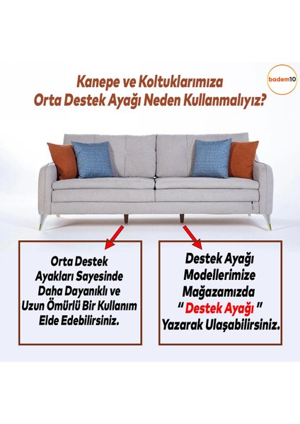 Clara 6'lı Set Mobilya Koltuk Kanepe Baza Yatak Tv Ünite Destek Ayağı 12 Cm Ayakları Krem Gold