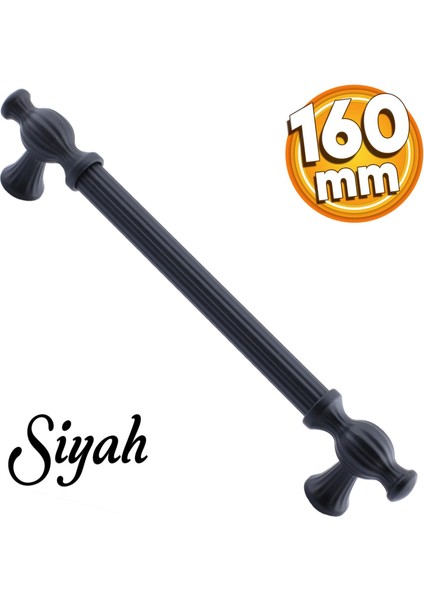 Kesir Mobilya Mutfak Dolabı Çekmece Dolap Kapak Kulpu Kulbu Siyah 160 mm Metal Kulp