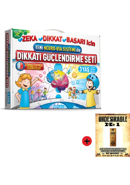 Adeda 3 Yaş Dikkati Güçlendirme Seti Yeni + Kişiye Özel Isimli Ahşap Harry Potter Kitap Ayracı