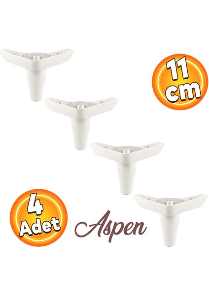 Aspen Lüks Mobilya Kanepe Koltuk Tv Ünitesi Baza Ayağı Ayakları 11 Cm Beyaz Ayak (4 Adet)