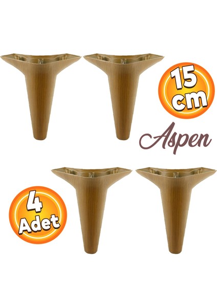 Aspen Lüks Mobilya Kanepe Koltuk Tv Ünitesi Baza Ayağı Ayakları 15 Cm Koyu Ceviz Ayak (4 Adet)