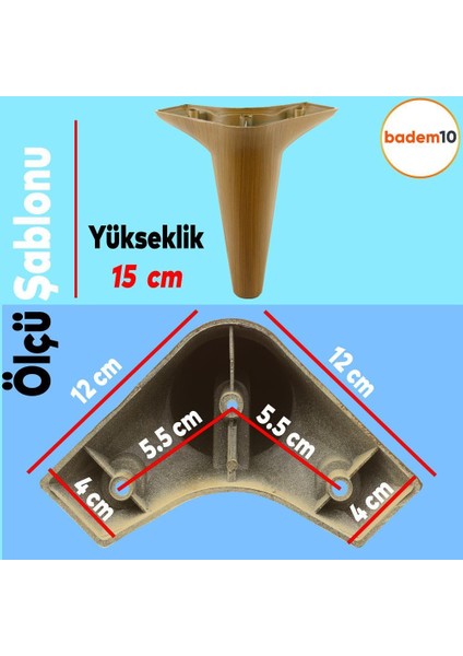 Aspen Lüks Mobilya Kanepe Koltuk Tv Ünitesi Baza Ayağı Ayakları 15 Cm Koyu Ceviz Ayak (4 Adet)