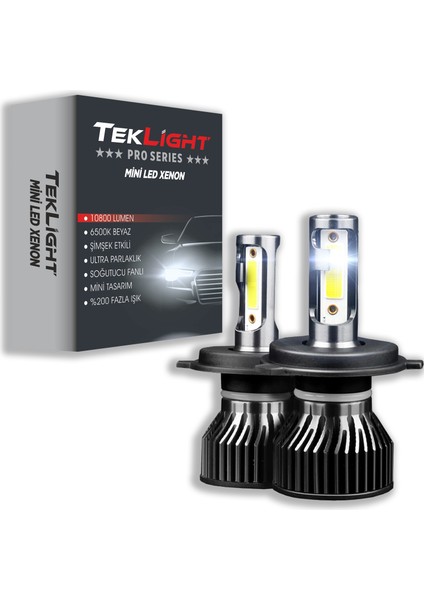 Pro LED Xenon Far Ampulü Mini Tip Zenon Şimşek Etkili Beyaz H1 / H11 / H7 / H4