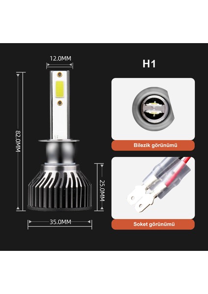 Pro LED Xenon Far Ampulü Mini Tip Zenon Şimşek Etkili Beyaz H1 / H11 / H7 / H4