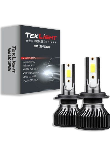 Pro LED Xenon Far Ampulü Mini Tip Zenon Şimşek Etkili Beyaz H1 / H11 / H7 / H4