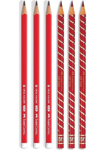 Faber Castell 2b Kırmızı+Kurşun Kalem Seti 6 Adet