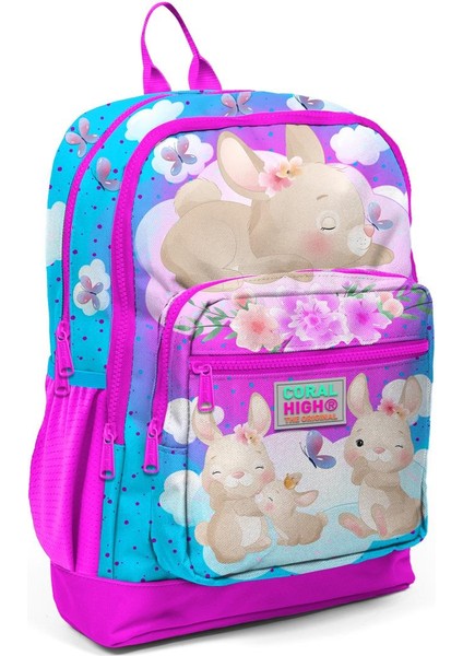 Coral High Kids Mavi Pembe Tavşan Desenli Dört Bölmeli Usb'li Okul Sırt Çantası 23836 modelleri