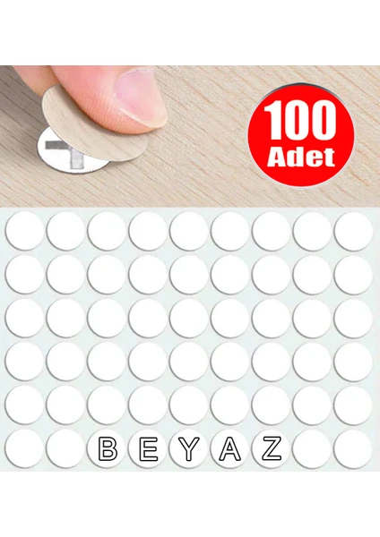 Alet Çantam Yapışkanlı Tıpa Mobilya Dolap Vida Kapatma Gizleme Yapıştırma Kapağı Beyaz-100 Adet