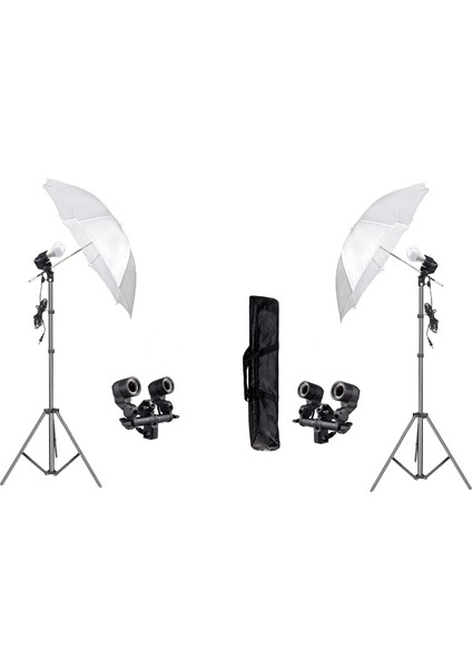 2'li Sabit Beyaz Şemsiye Işık Seti 2 Duylu Double Holder Umbrella Youtube Video ve Fotoğraf indirimleri