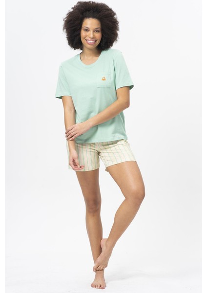 W20402 Mini Logo Baskılı Konforlu Kadın Pijama Takımı fırsatları