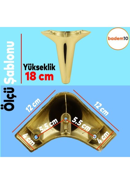Aspen Lüks Mobilya Kanepe Koltuk Tv Ünitesi Baza Ayağı Ayakları 18 Cm Altın Gold Ayak (4 Adet)