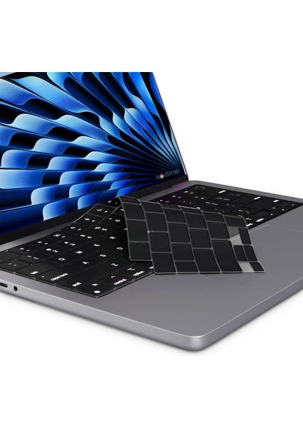 Novstrap Apple Macbook Air 15 Inç 2023 A2941 M2 Çip Uyumlu Türkçe Q Siyah Klavye Koruyucu Kılıf