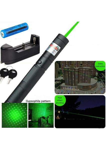 V-009 Pro Series Yeşil Lazer Pointer Şarjlı Pilli 1000MW Cep Boy Lazer