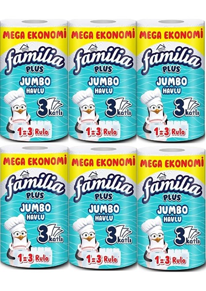 Plus Jumbo Havlu 1=3 Rulo 6 Adet