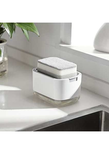Mutfak Bulaşık Sabunu Ve Deterjan Pratik Pompalı Hazneli Sıvı Sabunluk Ve Sünger Dispenseri