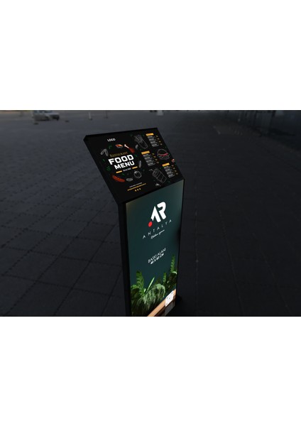 Ar Design - Ayaklı Bilgi Panosu  Işıklı ve Şarjlı (157X 47 cm ) Işıklı Reklam Panosu