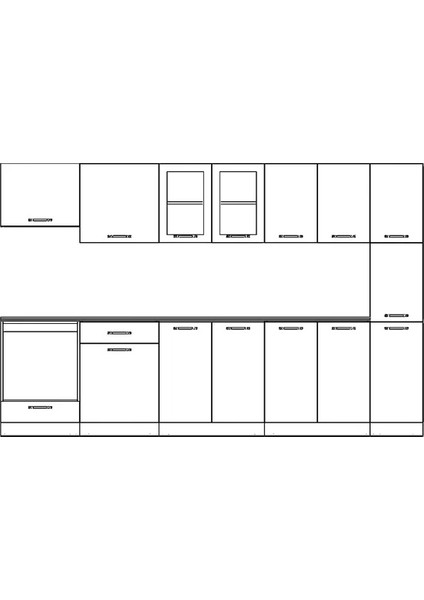 Visas Concept 320 Cm Hıgh Gloss Kapak Beyaz-Siyah - Güler Hazır Mutfak Dolabı-Kiler Modüllü