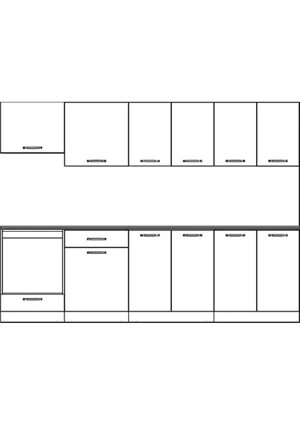 Visas Concept 280 Cm Beyaz-Atlantik Çam- Yıldız Hazır Mutfak Dolabı- Aspiratör Modüllü