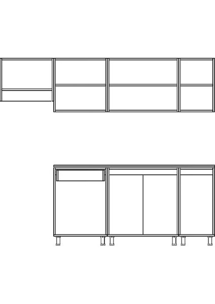 Visas Concept 240 Cm Hıgh Gloss Kapak-Beyaz-Mürdüm- Bugra Hazır Mutfak Dolabı- Aspiratör Modüllü