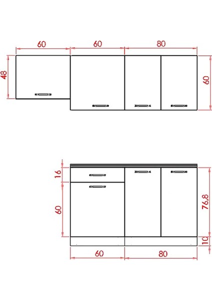 200 cm Pınar Hazır Mutfak Dolabı - Aspiratör Modüllü - Beyaz-Antrasit (TEZGAH DAHİL) fiyatları