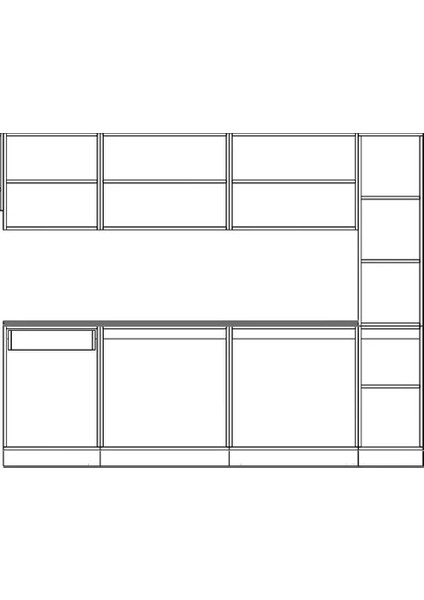 260 Cm Beyaz-Atlantik Çam- Nergis Hazır Mutfak Dolabı-Kiler Modüllü