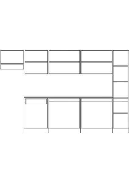 Visas Concept 320 Cm Beyaz-Siyah- Burak Hazır Mutfak Dolabı- Kiler Modüllü
