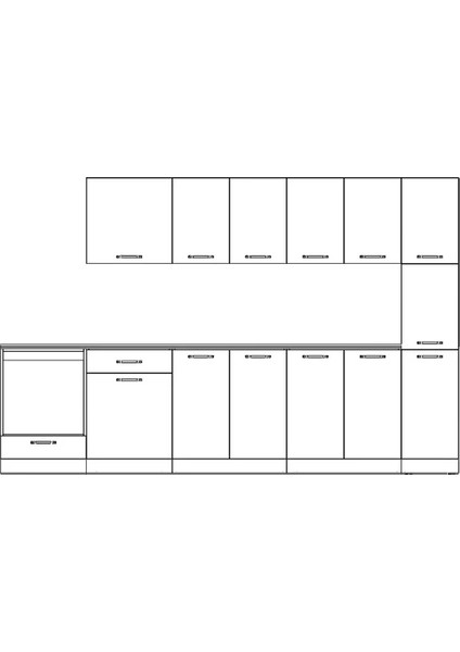 320 Cm Beyaz-Atlantik Çam- Melek Hazır Mutfak Dolabı-Kiler Modüllü