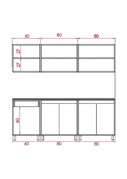 220 Cm Beyaz-Atlantik Çam- Ege Hazır Mutfak Dolabı fiyatları