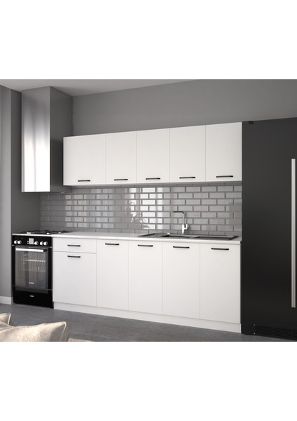220 Cm Beyaz- Kuzey Hazır Mutfak Dolabı