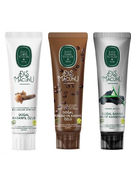 Diş Macunu 90 ml 3'lü Set (Karanfil - Bambu - Kakao)