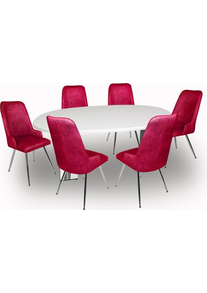 Karanfil Werzalit - Çırağan Masa Takımı (94X146) - Beyaz - Bordo