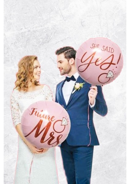 Rose Gold Tek Taşlı Düğün Fotoğrafı Balonları Seti I Said Yes Future Mrs modelleri