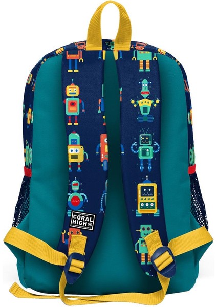 Coral High Kids Lacivert Çivit Robot Desenli Dört Bölmeli Okul Sırt Çantası 23472 modelleri